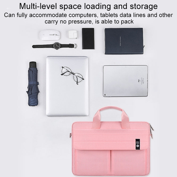 ST08 Handheld Briefcase Carrying Storage Bag with Shoulder Strap for 15.4 inch Laptop(Grey) - 15 inch by PMC Jewellery | Online Shopping South Africa | PMC Jewellery | Buy Now Pay Later Mobicred