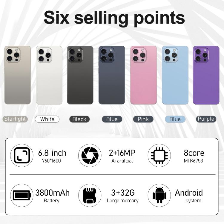 I16 Pro Max / VD1, 3GB+32GB, 6.8 inch Android 10 MTK6753 Octa Core, Network: 4G, Dual SIM, Plug:AU Plug(Grey) - free shipping - PMc TechLife - Order now!