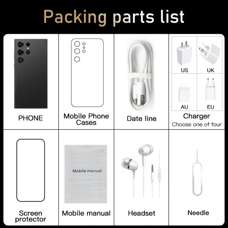 S24 Ultra / S7, 4GB+128GB, 6.75 inch Android 10 MTK6750 Octa Core, Network: 4G, Dual SIM, Plug:AU Plug(Black) - free shipping - PMc TechLife - Order now!