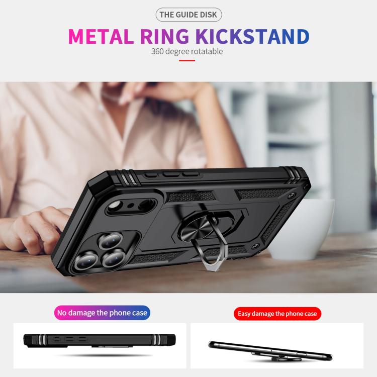 For iPhone 17 Pro Shockproof TPU Hybrid PC Phone Case with Holder(Black) - free shipping - PMc TechLife - Order now!