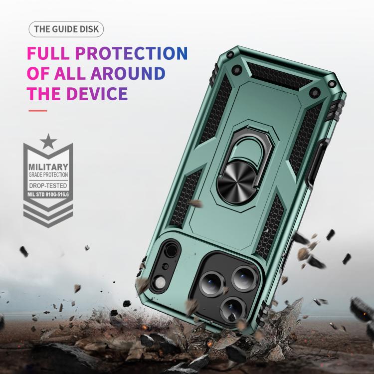 For iPhone 17 Pro Shockproof TPU Hybrid PC Phone Case with Holder(Dark Green) - free shipping - PMc TechLife - Order now!