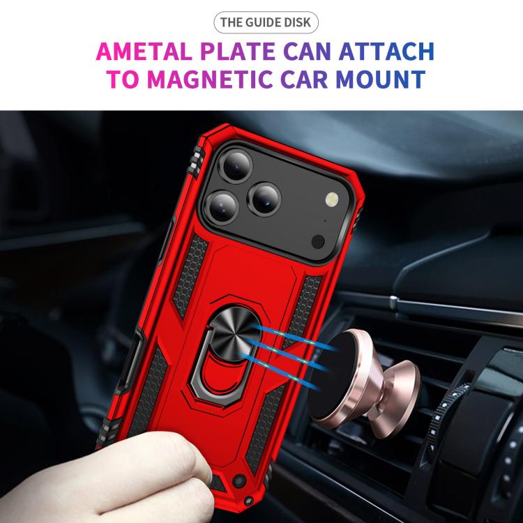 For iPhone 17 Pro Max Shockproof TPU Hybrid PC Phone Case with Holder(Red) - free shipping - PMc TechLife - Order now!