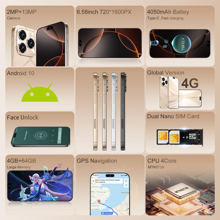 A16 Pro Max / PDA89-B, 4GB+64GB, 6.58 inch Android 10 MTK6739 Quad Core, Network: 4G, OTG, Dual SIM, Plug:AU Plug(Black) - free shipping - PMc TechLife - Order now!