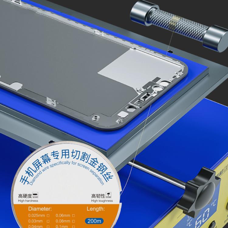 200m Screen Separation Specifically Diamond Cutting Wire, Diameter:0.04mm - free shipping - PMC TechLife - Order now!
