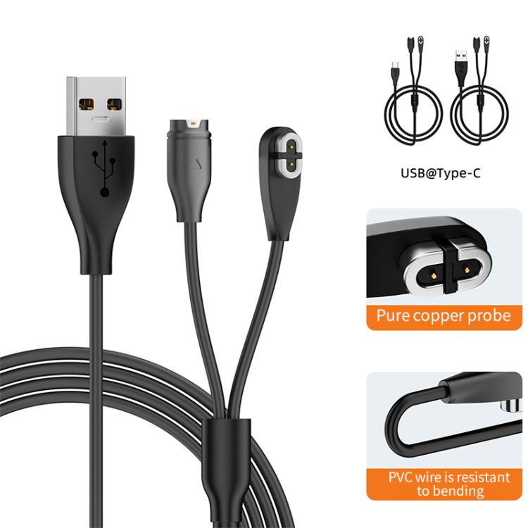 2 in 1 Earphone & Smart Watch Charging Adapter Cable for Shokz & Garmin, Interface:Type-C - Earphone Adapter by PMC TechLife | Online Shopping South Africa | PMC TechLife | Buy Now Pay Later Mobicred