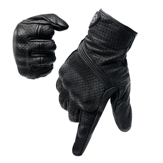 WUPP CS-1049A Outdoor Motorcycle Cycling Breathable Leather Full Finger Gloves with Holes, Size:L(Black) - Locomotive Gloves by WUPP | Online Shopping South Africa | PMC Jewellery | Buy Now Pay Later Mobicred