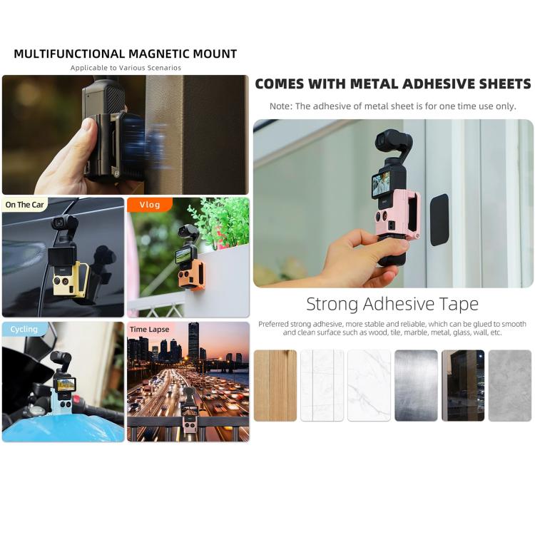 For DJI OSMO Pocket 3 Sunnylife Multifunctional Magnetic Mount Tabletop Base Bracket(Pink) - free shipping - PMC TechLife - Order now!
