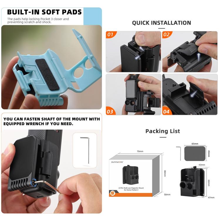 For DJI OSMO Pocket 3 Sunnylife Multifunctional Magnetic Mount Tabletop Base Bracket(Pink) - free shipping - PMC TechLife - Order now!