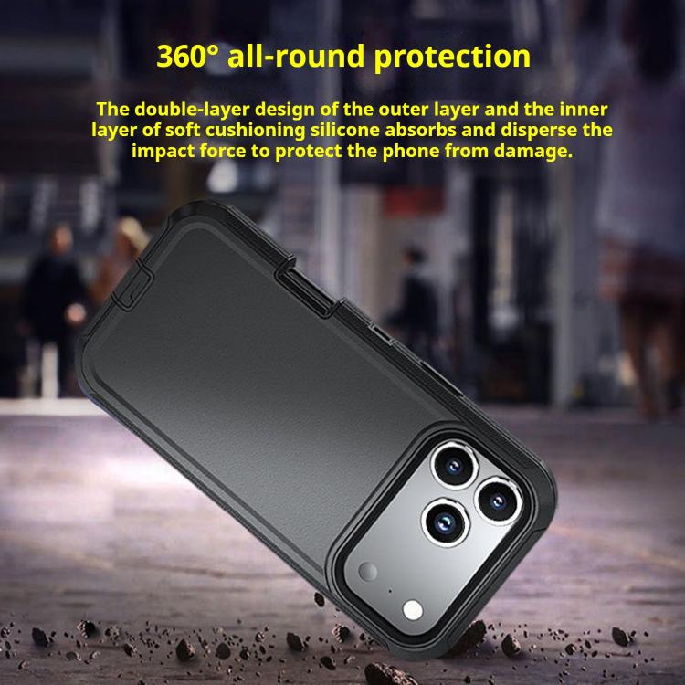 For iPhone 17 Kalebol Shockproof PC Hybrid TPU Phone Case with Back Clip(Black) - free shipping - PMC TechLife - Order now!