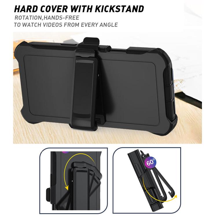 For iPhone 17 Pro Max Kalebol Shockproof PC Hybrid TPU Phone Case with Back Clip(Black) - free shipping - PMC TechLife - Order now!