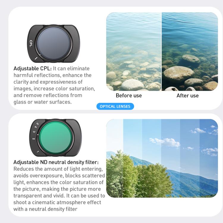 For DJI Osmo Pocket 3 Camera Lens Filter, Filter:VND1-5 - free shipping - PMC TechLife - Order now!
