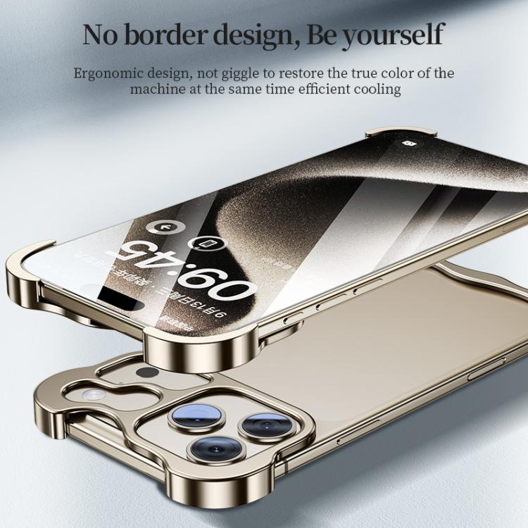 For iPhone 17 Pro Max Frameless Metal Corner Pad Phone Case with Lens Film(Grey) - free shipping - PMC TechLife - Order now!