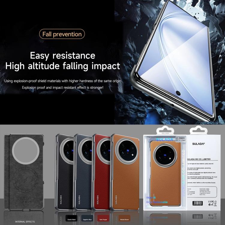 For vivo X Fold5 SULADA Frameless Top Layer Cowhide Leather PC Phone Case(Blue) - free shipping - PMC TechLife - Order now!