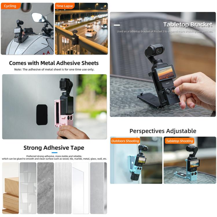 For DJI OSMO Pocket 3 Sunnylife Magnetic Mount 1/4 Adapter Cold Shoe Tabletop Base Bracket Angles Adjustable Multi Expansion Mount(Black) - free shipping - PMC TechLife - Order now!