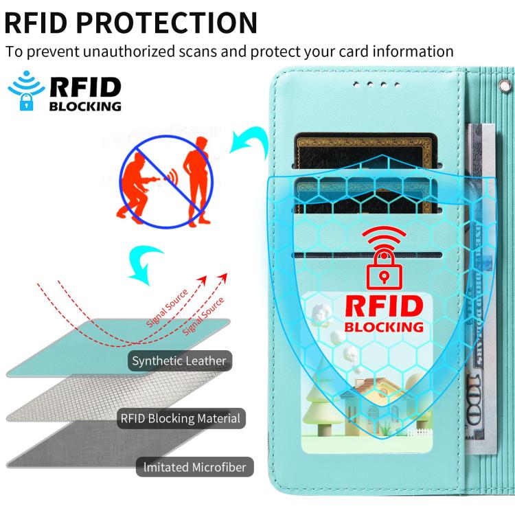For Motorola Moto G04 / G24 / E14 Embossed Heart Dog RFID Blocking Wallet Leather Phone Case(Green) - free shipping - PMC TechLife - Order now!