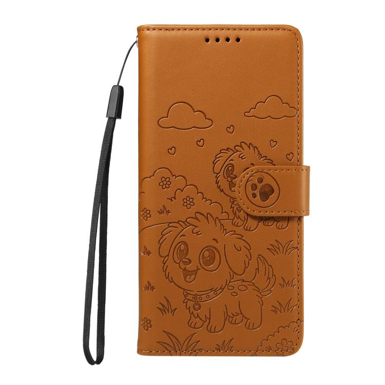 For Motorola Moto G75 5G Embossed Heart Dog RFID Blocking Wallet Leather Phone Case(Brown) - free shipping - PMC TechLife - Order now!