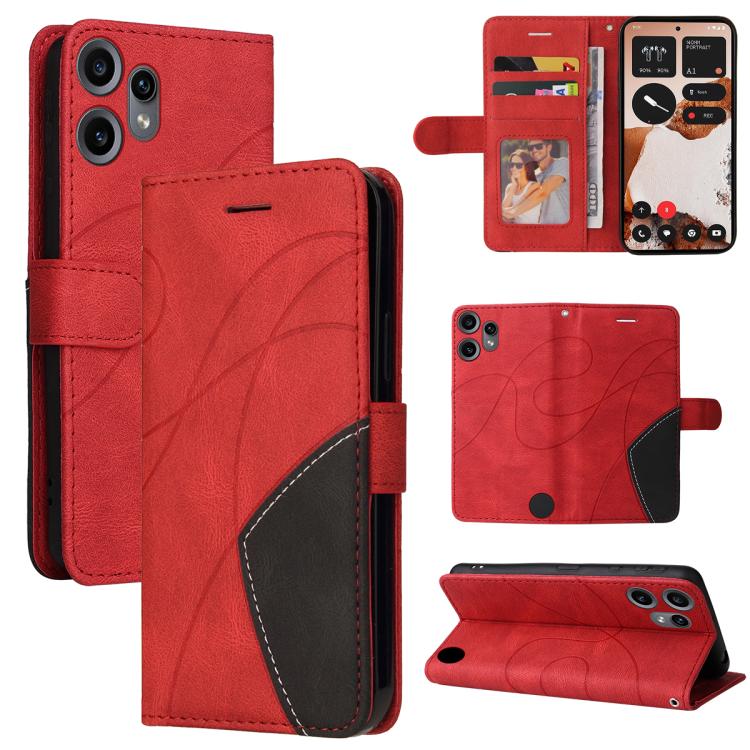 For Nothing CMF Phone 2 Pro Dual-color Splicing Flip Leather Phone Case(Red) - free shipping - PMC TechLife - Order now!
