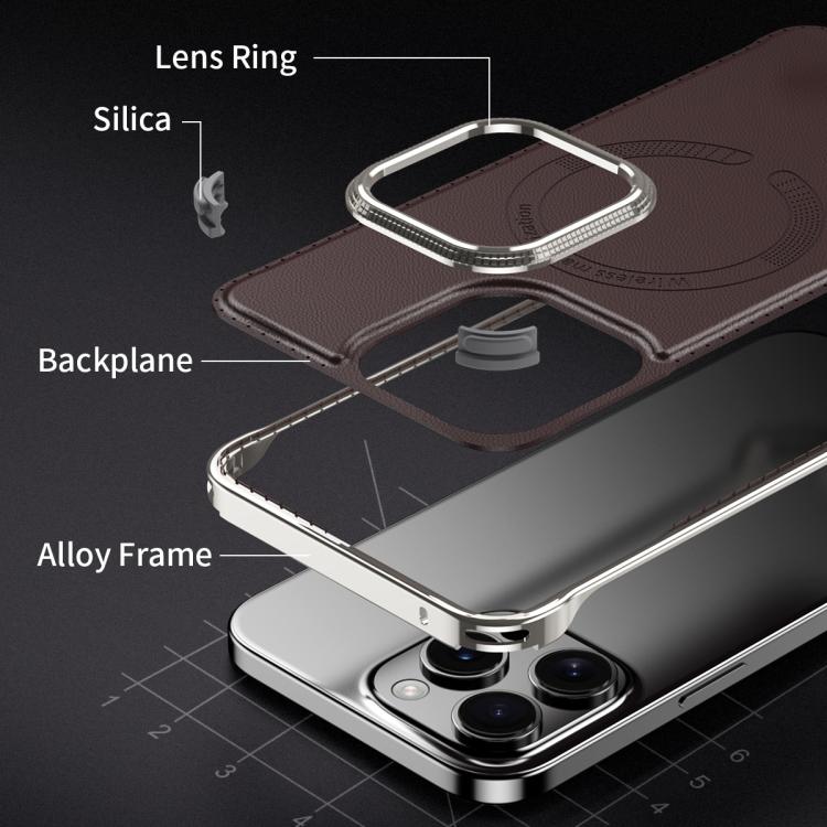 For iPhone 15 Pro Max J TRIBE Metal Frameless Plain Leather MagSafe Phone Case(Black) - free shipping - PMC TechLife - Order now!