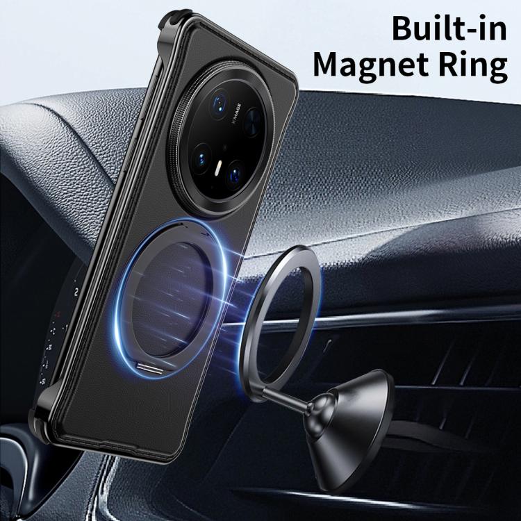 For Huawei Mate 60 Pro+ Metal Frameless Plain Leather MagSafe Holder Phone Case(Brown) - free shipping - PMC TechLife - Order now!
