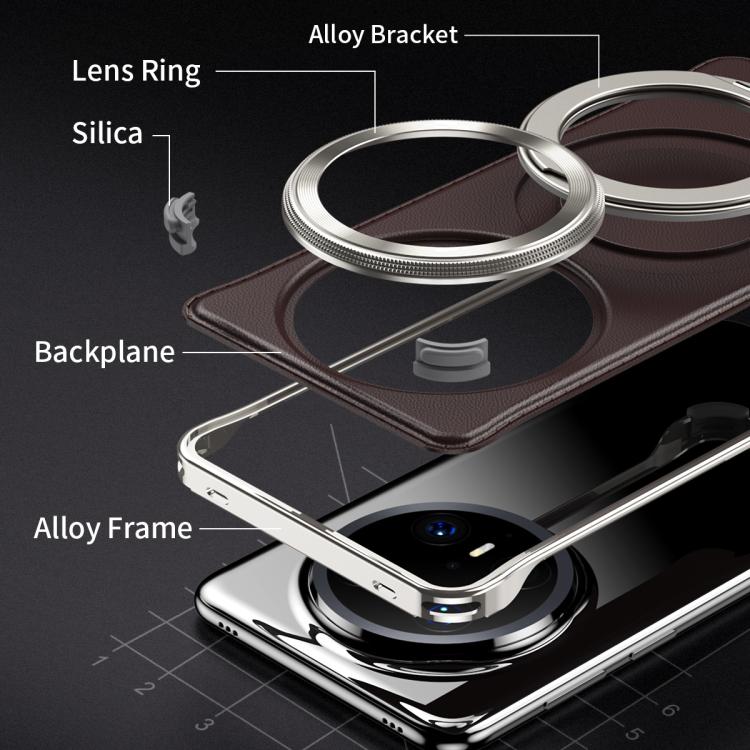 For Huawei Mate 60 Pro+ Metal Frameless Plain Leather MagSafe Holder Phone Case(Brown) - free shipping - PMC TechLife - Order now!