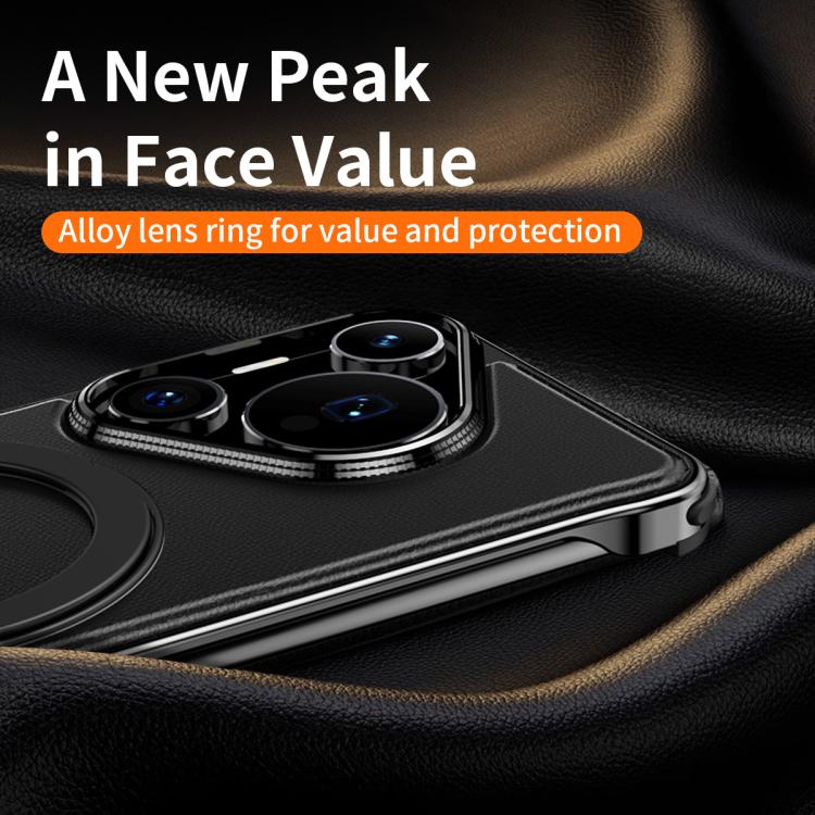 For Huawei Pura 70 Pro Metal Frameless Plain Leather MagSafe Holder Phone Case(Black) - free shipping - PMC TechLife - Order now!