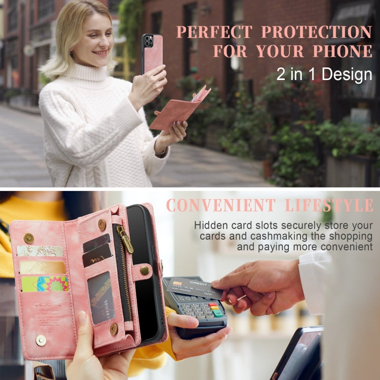 For iPhone 12 Pro Max CaseMe-008 Detachable Multifunctional Wallet Leather Phone Case (Pink) - free shipping - PMC Jewellery - Order now!