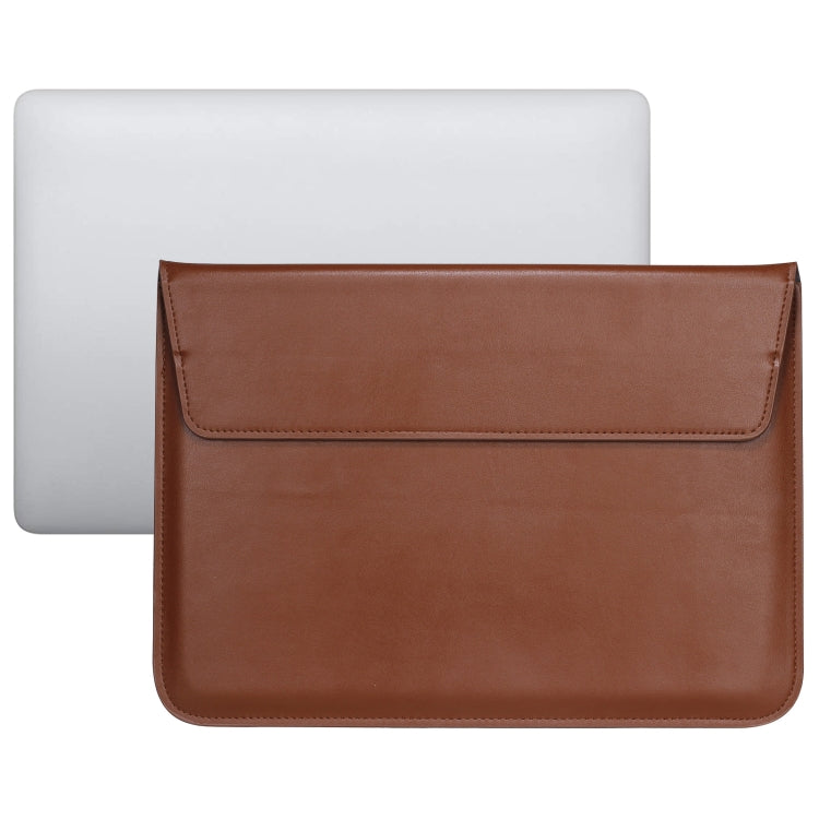 PU Leather Ultra-thin Envelope Bag Laptop Bag for MacBook Air / Pro 15 inch, with Stand Function (Brown) - Protective Bags by PMC Jewellery | Online Shopping South Africa | PMC Jewellery | Buy Now Pay Later Mobicred