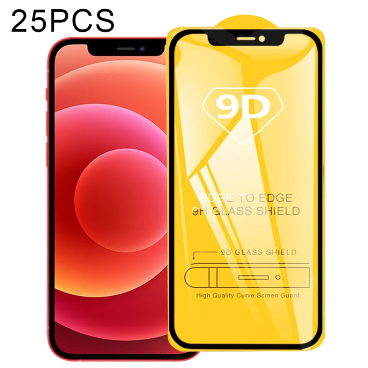 For iPhone 12 mini 25pcs 9D Full Glue Full Screen Tempered Glass Film For  iPhone 12 mini - iPhone 12 mini Tempered Glass by PMC TechLife | Online Shopping South Africa | PMC TechLife | Buy Now Pay Later Mobicred