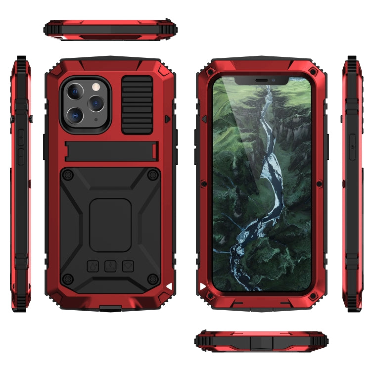 For iPhone 12 Pro Max R-JUST Shockproof Waterproof Dust-proof Metal + Silicone Protective Case with Holder(Red) - free shipping - PMC TechLife - Order now!
