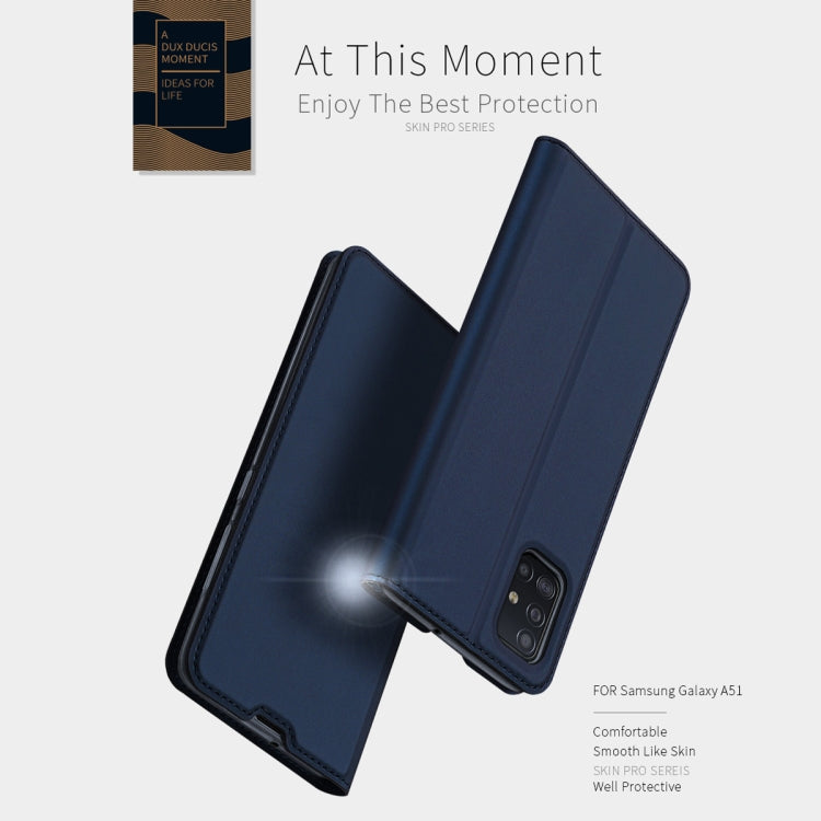 For Samsung Galaxy A51 DUX DUCIS Skin Pro Series Horizontal Flip PU + TPU Leather Case with Holder & Card Slots(Blue) - Galaxy Phone Cases by DUX DUCIS | Online Shopping South Africa | PMC Jewellery | Buy Now Pay Later Mobicred