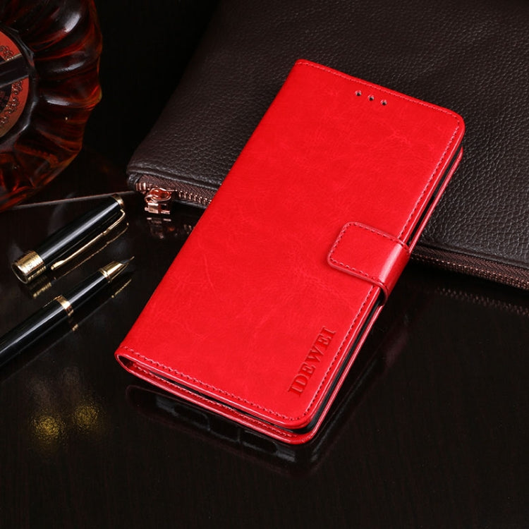 For Wiko View4 Lite idewei Crazy Horse Texture Horizontal Flip Leather Case with Holder & Card Slots & Wallet(Red) - free shipping - PMC Jewellery - Order now!
