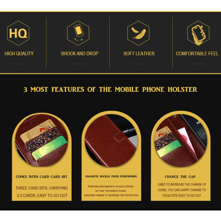 For Wiko View 5 idewei Crazy Horse Texture Horizontal Flip Leather Case with Holder & Card Slots & Wallet(Black) - More Brand by idewei | Online Shopping South Africa | PMC Jewellery | Buy Now Pay Later Mobicred