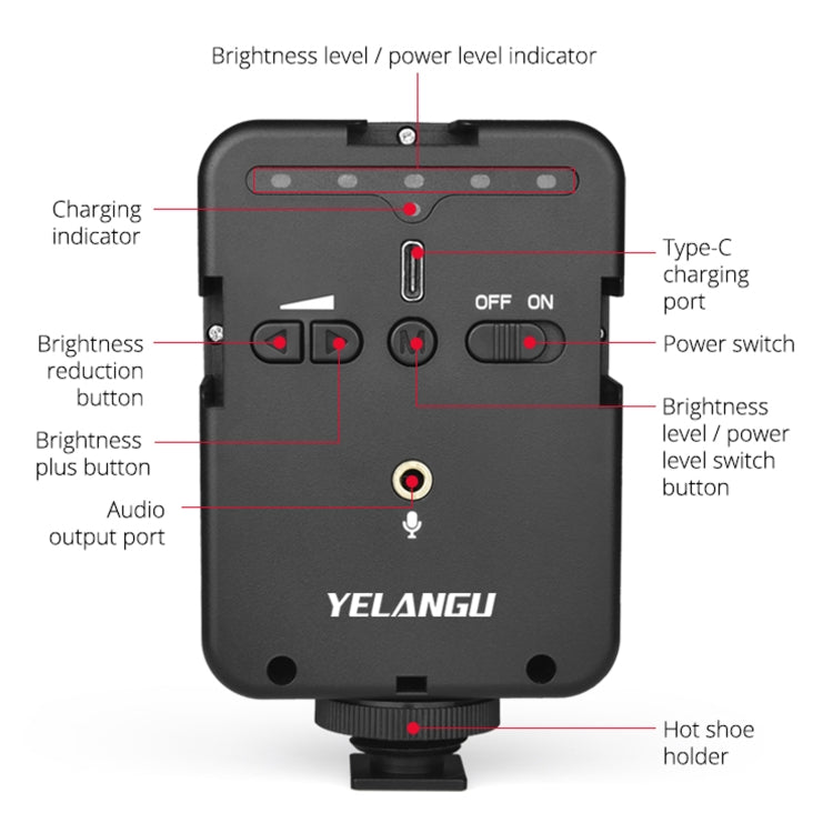 YELANGU LED02 Live Broadcast Micro Film Reporter Interview Recording Microphone Light - Selfie Light by YELANGU | Online Shopping South Africa | PMC Jewellery | Buy Now Pay Later Mobicred