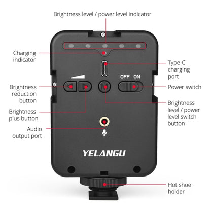 YELANGU LED02 Live Broadcast Micro Film Reporter Interview Recording Microphone Light - Selfie Light by YELANGU | Online Shopping South Africa | PMC Jewellery | Buy Now Pay Later Mobicred