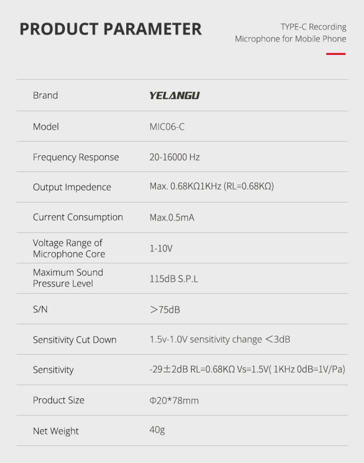 YELANGU MIC06-C Type-C Interface Portable Live Broadcast Interview Mobile Phone Recording Microphone - Microphone by YELANGU | Online Shopping South Africa | PMC Jewellery | Buy Now Pay Later Mobicred