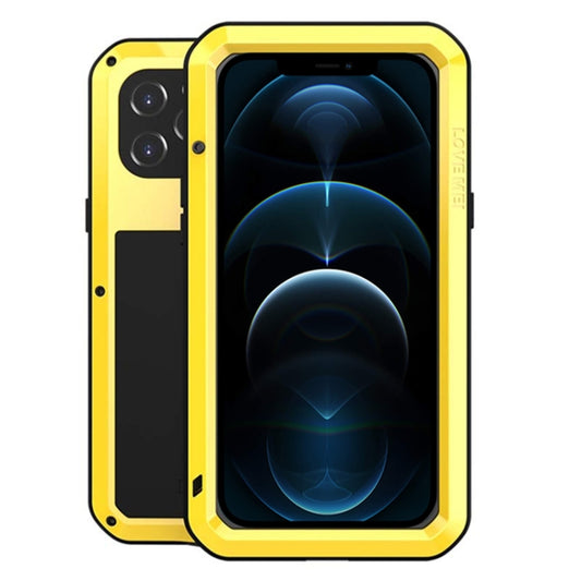 For iPhone 12 Pro Max LOVE MEI Metal Shockproof Life Waterproof Dustproof Protective Case(Yellow) - iPhone 12 Pro Max Cases by LOVE MEI | Online Shopping South Africa | PMC Jewellery