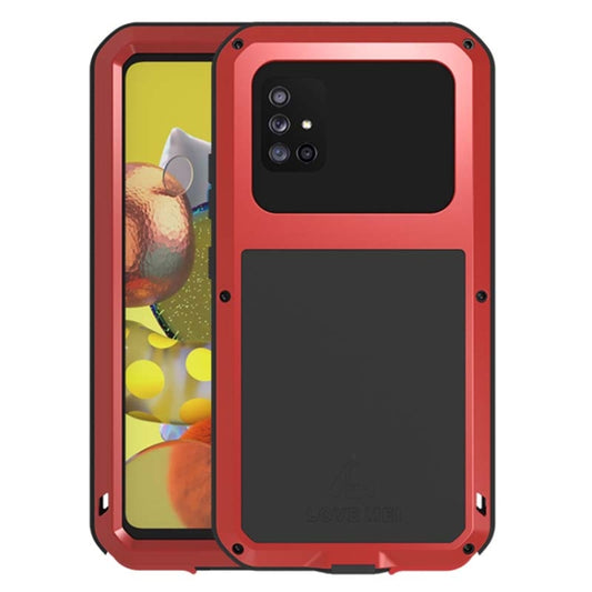 For Samsung Galaxy A51 5G LOVE MEI Metal Shockproof Waterproof Dustproof Protective Case with Glass(Red) - Galaxy Phone Cases by LOVE MEI | Online Shopping South Africa | PMC Jewellery | Buy Now Pay Later Mobicred