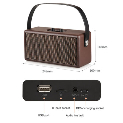 D30 Portable Subwoofer Wooden Bluetooth 4.2 Speaker, Support TF Card & 3.5mm AUX & U Disk Play(Black) - Desktop Speaker by PMC Jewellery | Online Shopping South Africa | PMC Jewellery | Buy Now Pay Later Mobicred