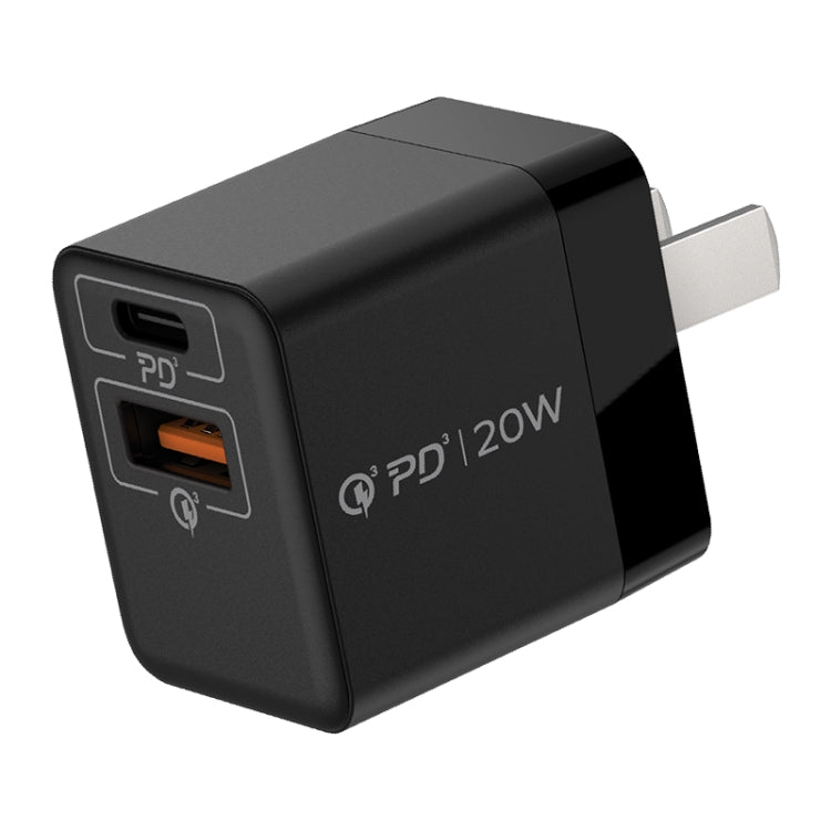MOMAX UM36 PD 20W USB-C / Type-C + USB Fast Charger Power Adapter, CN Plug(Black) - USB Charger by MOMAX | Online Shopping South Africa | PMC TechLife | Buy Now Pay Later Mobicred