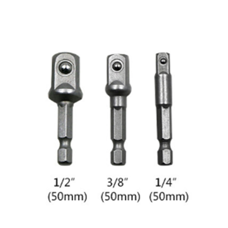 3 PCS/Set Socket Bit Extension Bar Hex Shank Adapter Drill Nut Driver Power Drill Bit(1/4, 3/8, 1/2 inch), Length:50mm - Hex Key & Spanner by PMC TechLife | Online Shopping South Africa | PMC TechLife