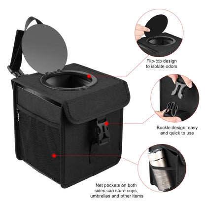 FUNADD Portable Folding Car Back Seat Hook Garbage Can Car Storage Box (Black) - Seat Accessories by FunAdd | Online Shopping South Africa | PMC Jewellery | Buy Now Pay Later Mobicred
