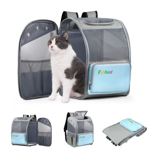 FUNADD Fold Breathable Pet Backpack Outdoor Shoulders Cat Bag(Blue) - Pet Bags by FunAdd | Online Shopping South Africa | PMC Jewellery | Buy Now Pay Later Mobicred