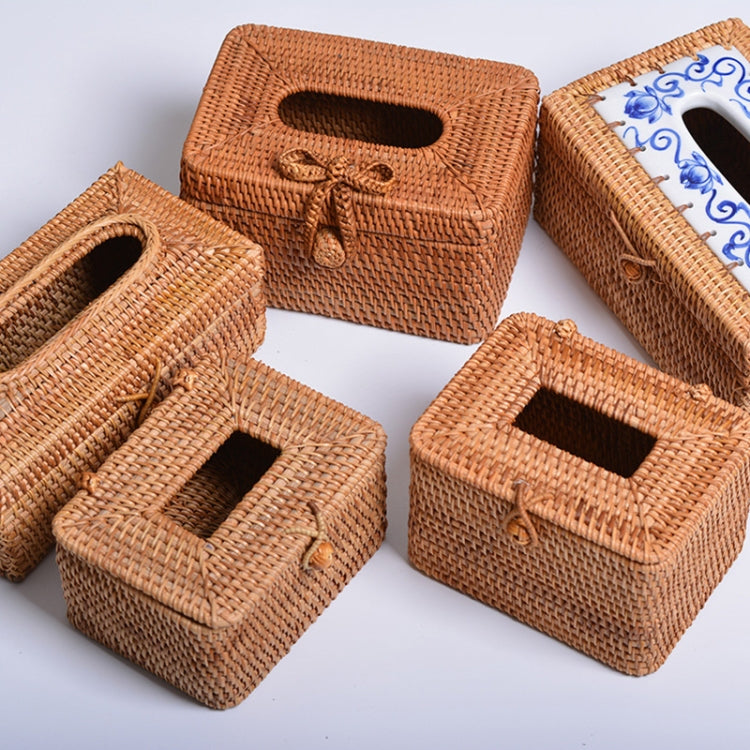 ZJH01 Restaurant Desktop Rattan Braided Tissue Storage Box Case, Size: L - Storage Boxes by PMc TechLife | Online Shopping South Africa | PMc TechLife | Buy Now Pay Later Mobicred