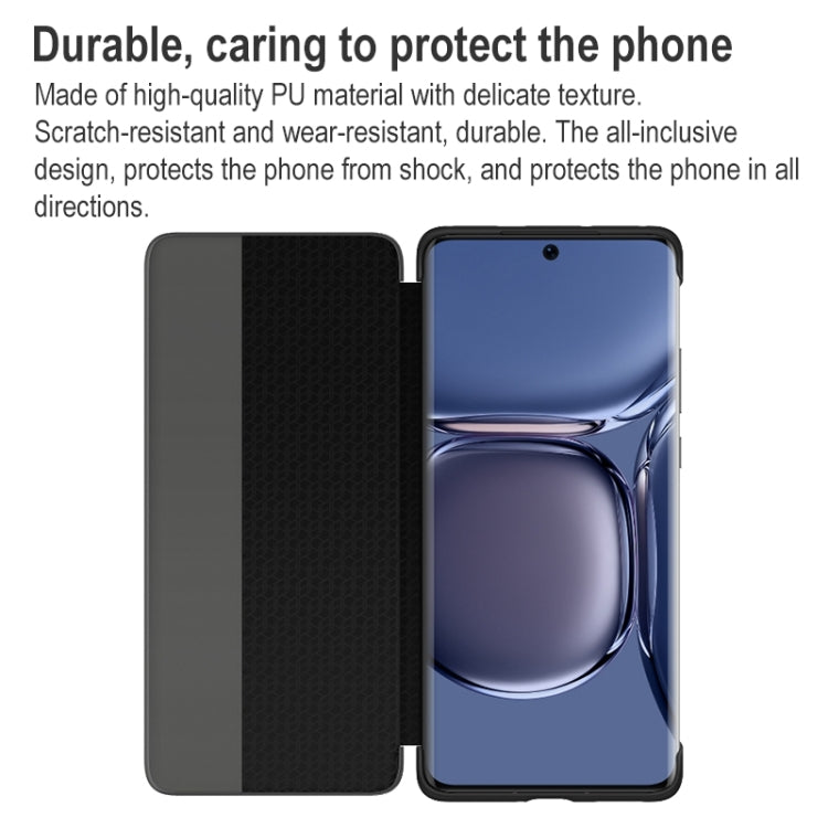 For Huawei P50 Pro Smart Display View Window Flip Leather Protective Case with Sleep / Wake-up Function(Black) - free shipping - PMC TechLife - Order now!