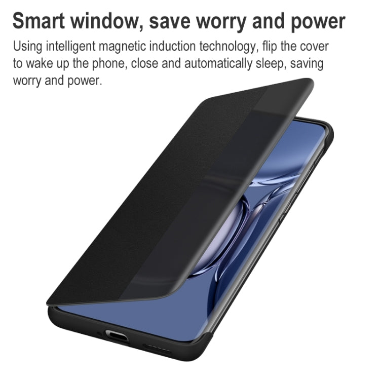 For Huawei P50 Pro Smart Display View Window Flip Leather Protective Case with Sleep / Wake-up Function(Black) - free shipping - PMC TechLife - Order now!