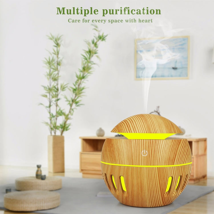 Wood Grain USB Hollowed-out Humidifier Seven Color Aromatherapy Lamp Automatic Alcohol Sprayer with Remote Control(White-1) - free shipping - PMC TechLife - Order now!