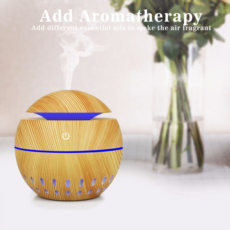 Wood Grain USB Hollowed-out Humidifier Seven Color Aromatherapy Lamp Automatic Alcohol Sprayer with Remote Control(Green) - free shipping - PMC TechLife - Order now!