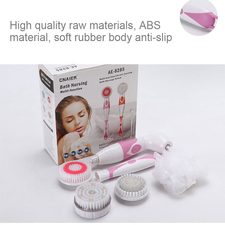 Multi-function Electric Waterproof Bath Cleansing Brush Long-handled Massage Brush, with 4 Brush Heads(Pink) - Bath Brushes & Sponges by PMc TechLife | Online Shopping South Africa | PMc TechLife | Buy Now Pay Later Mobicred