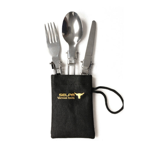 Three-Piece Stainless Steel Foldable Outdoor Cutlery - Cookwares & Tablewares by PMC Jewellery | Online Shopping South Africa | PMC Jewellery | Buy Now Pay Later Mobicred