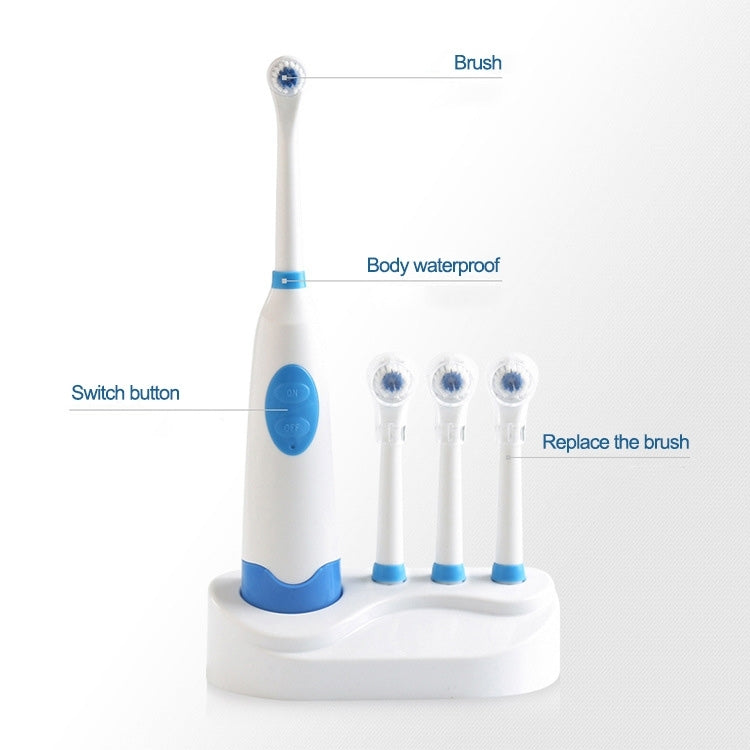 2W Creative Household Waterproof Rotary Electric Toothbrush Set with 4 Replacement Brush Heads & Base, 8500 Revolutions Per Minute(Blue) - Toothbrushes by PMC Jewellery | Online Shopping South Africa | PMC Jewellery | Buy Now Pay Later Mobicred